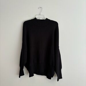 Altar'd State Ribbed Mockneck Black Oversized Sweater